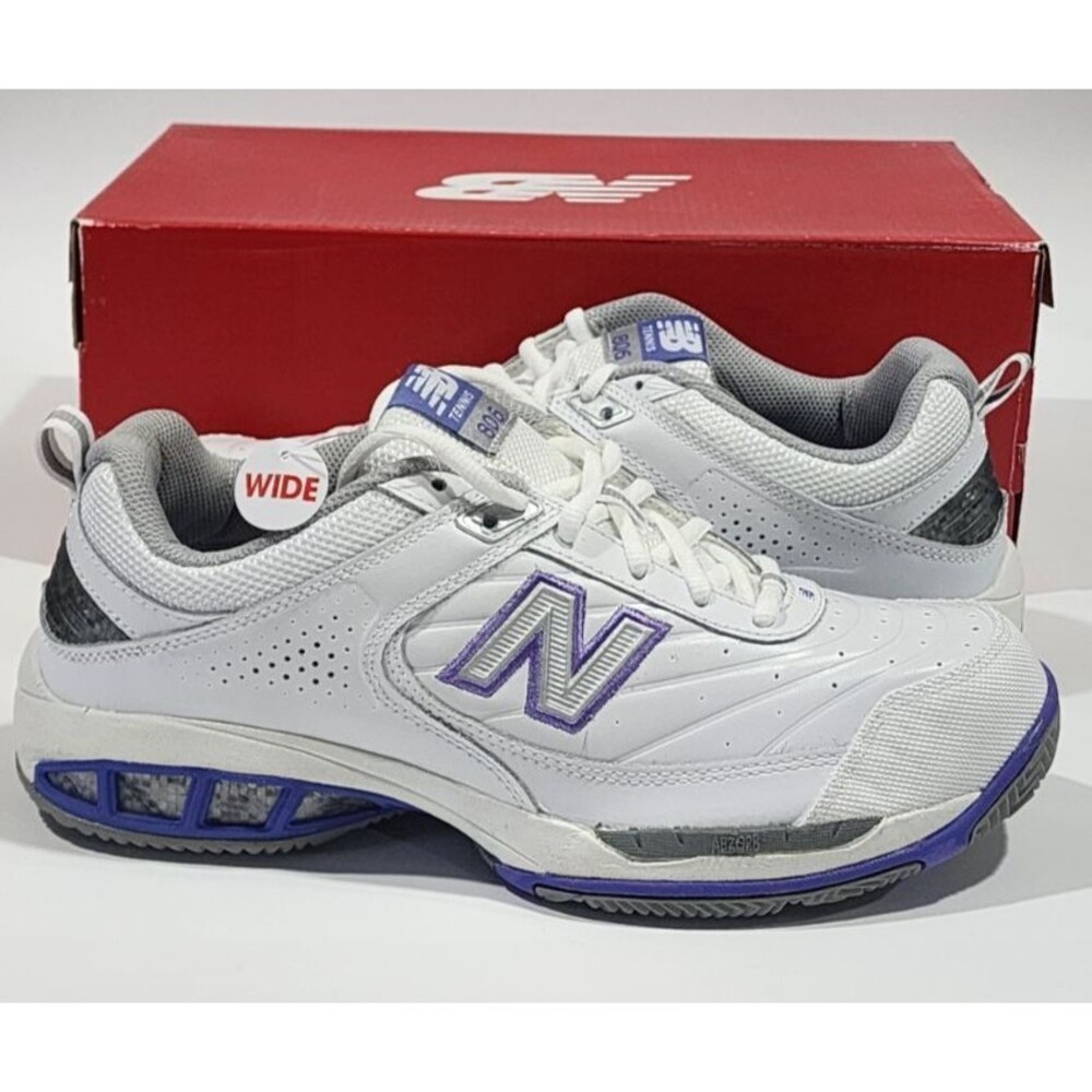 New Balance 806 Womens Size 10 Wide 2E White Purple Tennis Court Shoes NIB